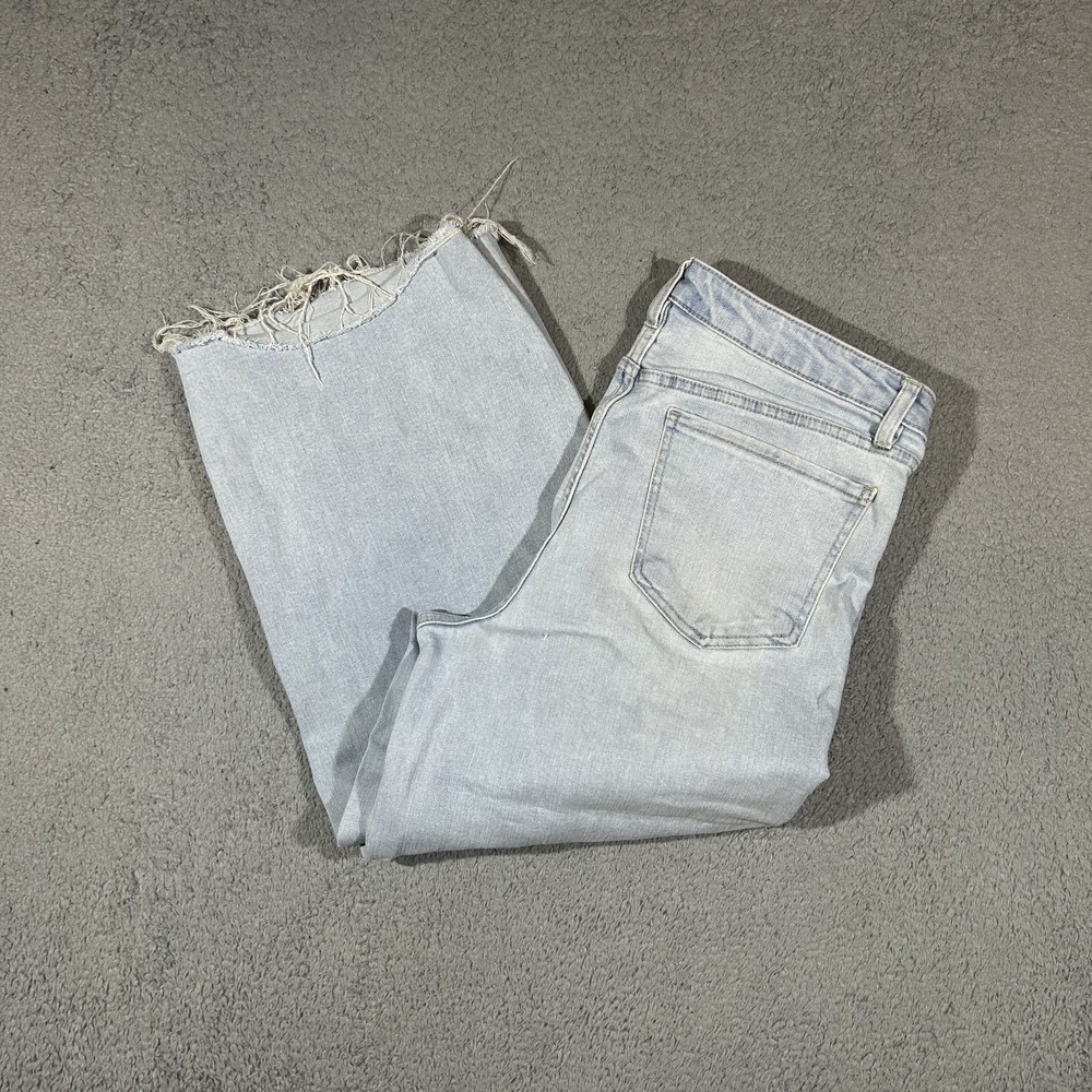 Oat New York Womens 10/30 Pant Blue Light Wash Wide Leg Raw Hem #3891